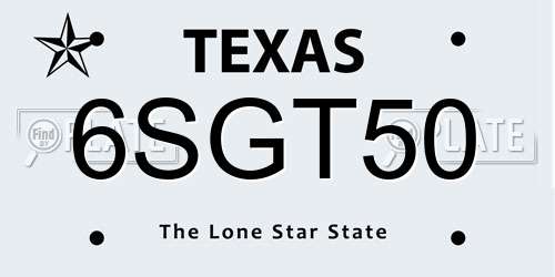 6SGT50 Texas License Plate