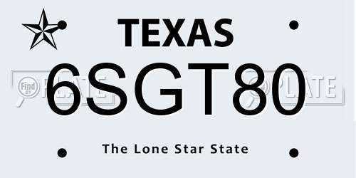6SGT80 Texas License Plate