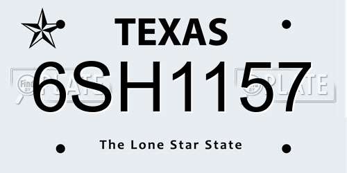 6SH1157 Texas License Plate