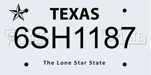 6SH1187 Texas License Plate