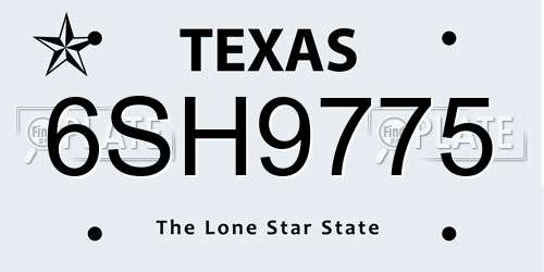 6SH9775 Texas License Plate