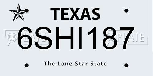 6SHI187 Texas License Plate