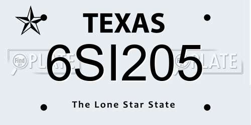6SI205 Texas License Plate