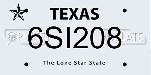 6SI208 Texas License Plate