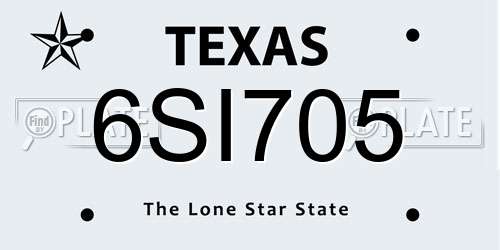 6SI705 Texas License Plate