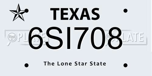 6SI708 Texas License Plate