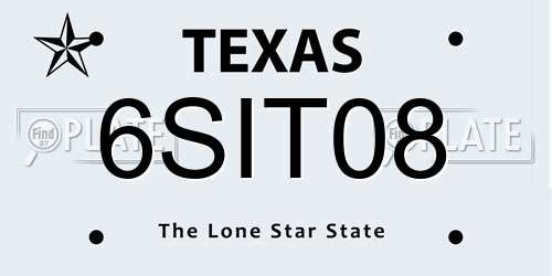 6SIT08 Texas License Plate