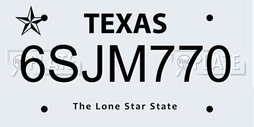 6SJM770 Texas License Plate