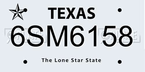 6SM6158 Texas License Plate