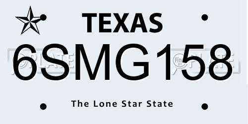 6SMG158 Texas License Plate