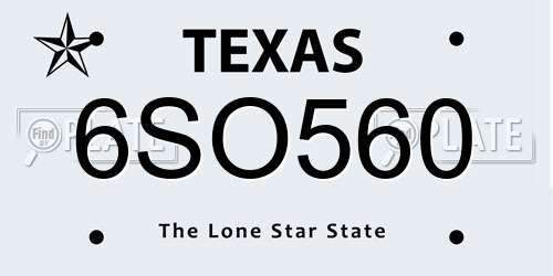 6SO560 Texas License Plate