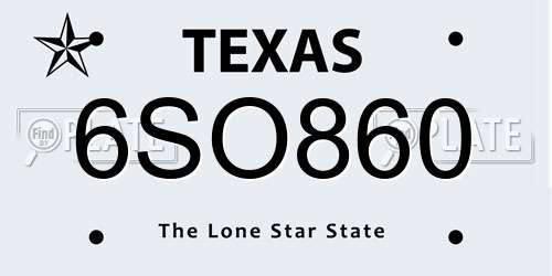 6SO860 Texas License Plate