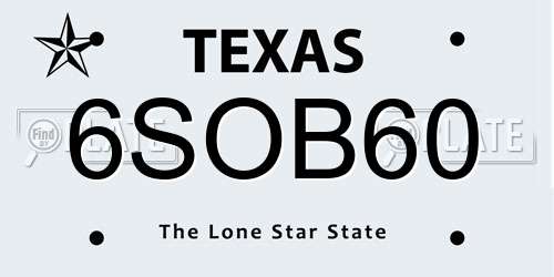 6SOB60 Texas License Plate