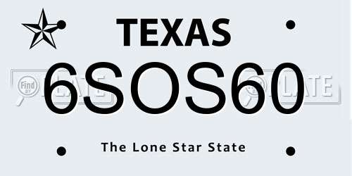 6SOS60 Texas License Plate
