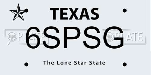6SPSG Texas License Plate