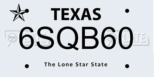 6SQB60 Texas License Plate