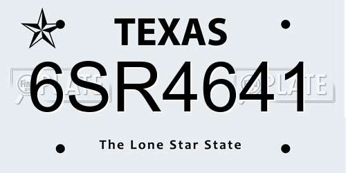 6SR4641 Texas License Plate
