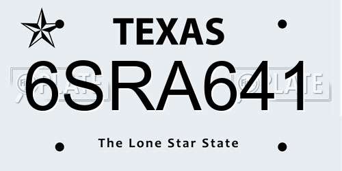 6SRA641 Texas License Plate