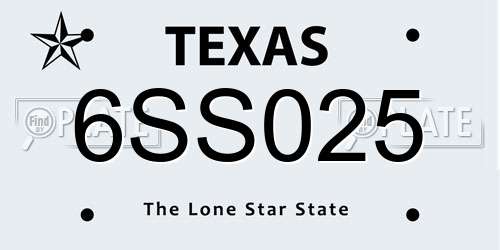6SS025 Texas License Plate