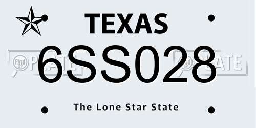 6SS028 Texas License Plate