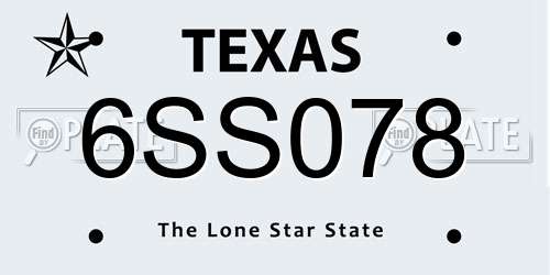 6SS078 Texas License Plate