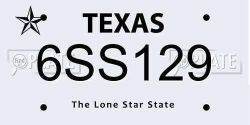 6SS129 Texas License Plate