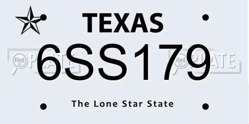 6SS179 Texas License Plate