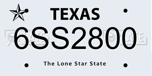 6SS2800 Texas License Plate