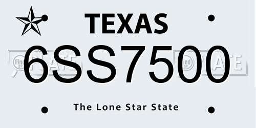 6SS7500 Texas License Plate
