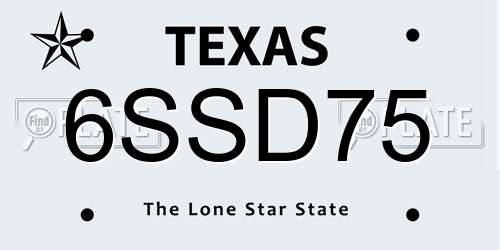 6SSD75 Texas License Plate