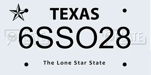 6SSO28 Texas License Plate