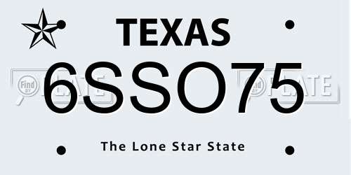 6SSO75 Texas License Plate