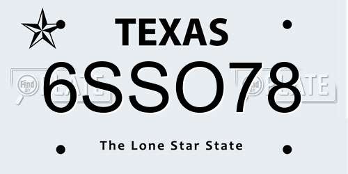 6SSO78 Texas License Plate