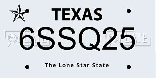 6SSQ25 Texas License Plate