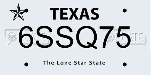 6SSQ75 Texas License Plate