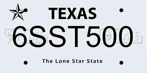 6SST500 Texas License Plate