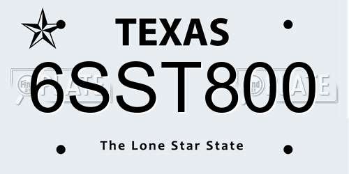 6SST800 Texas License Plate