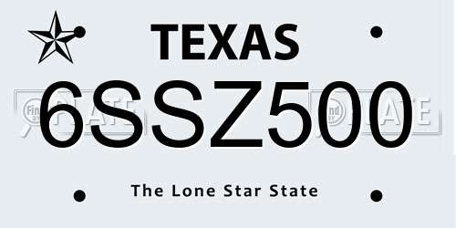 6SSZ500 Texas License Plate