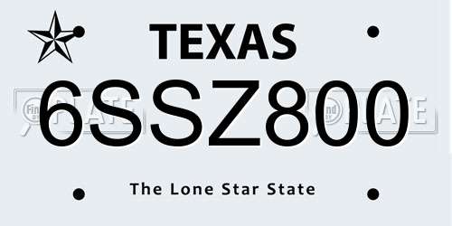 6SSZ800 Texas License Plate