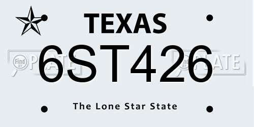 6ST426 Texas License Plate