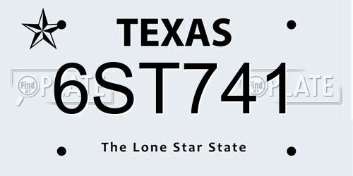 6ST741 Texas License Plate