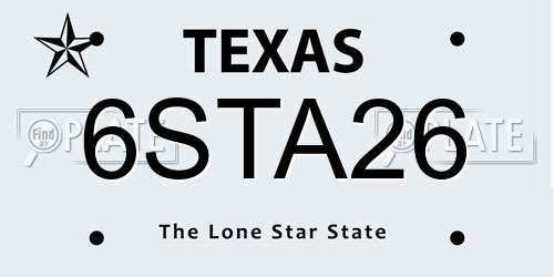 6STA26 Texas License Plate