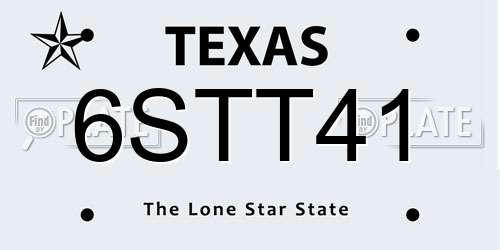 6STT41 Texas License Plate