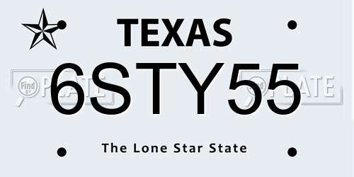 6STY55 Texas License Plate