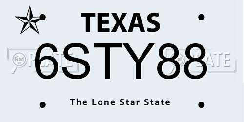 6STY88 Texas License Plate