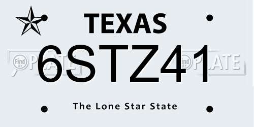 6STZ41 Texas License Plate