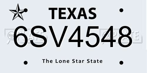 6SV4548 Texas License Plate