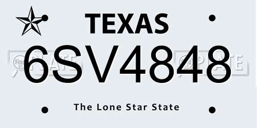 6SV4848 Texas License Plate