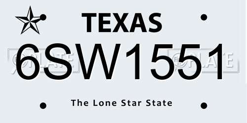 6SW1551 Texas License Plate
