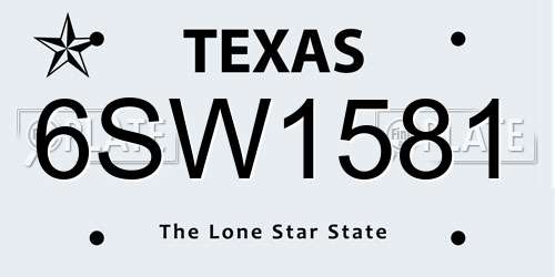 6SW1581 Texas License Plate